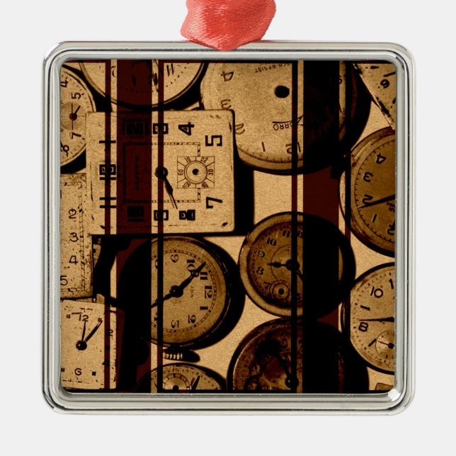 Old Watch Triptych Silbernes Ornament (Vorne)