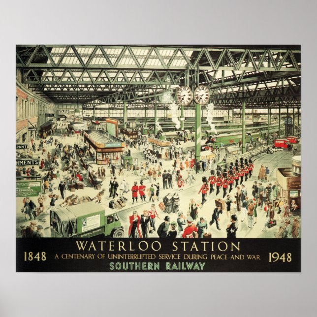 Old Waterloo Station Südliches Bahnhofsvorort Werb Poster (Vorne)