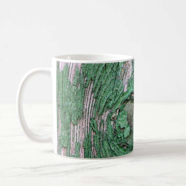 Old Weathered Painted Green Wood Background Textur Kaffeetasse (Links)