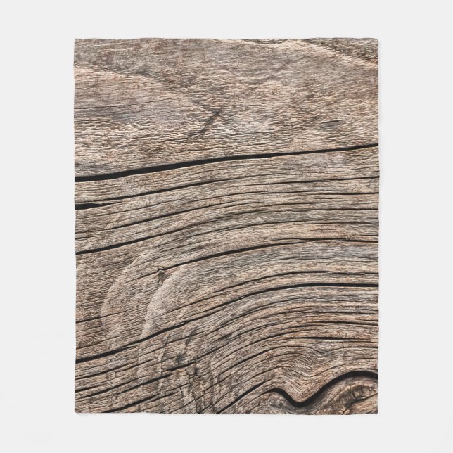 Old Weathered Rotten Knotted Coarse Wood G Fleecedecke (Vorderseite)