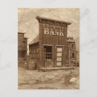 Old West Bank Sepia Postkarte