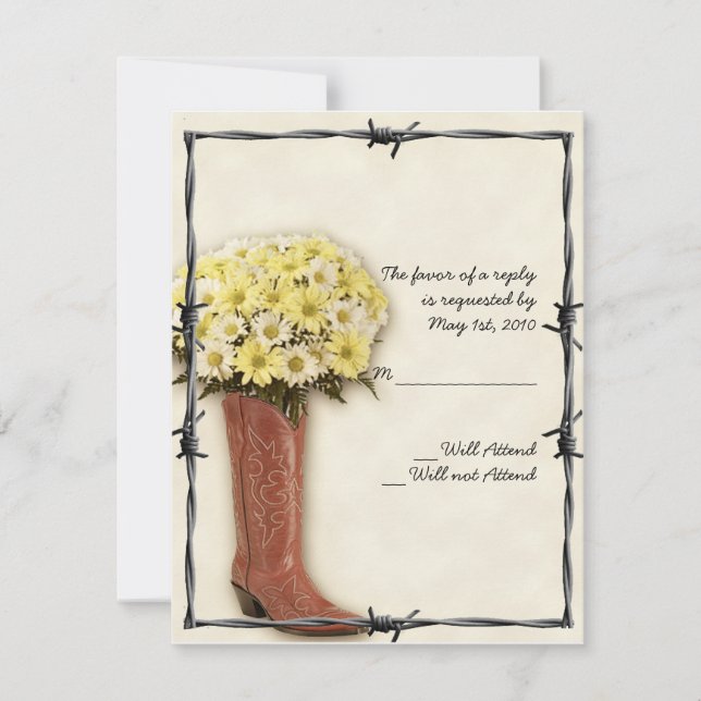 Old West Boot Bouquet 1 Response Card RSVP Karte (Vorderseite)