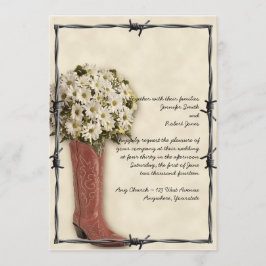 Old West Boot Bouquet verblasst 2 Hochzeit Einladu Einladung