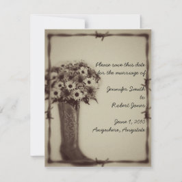 Old West Boot Vintage Save the Date-Karte Date