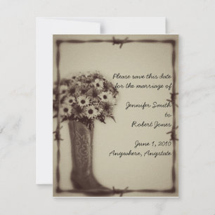 Old West Boot Vintage Save the Date-Karte Date