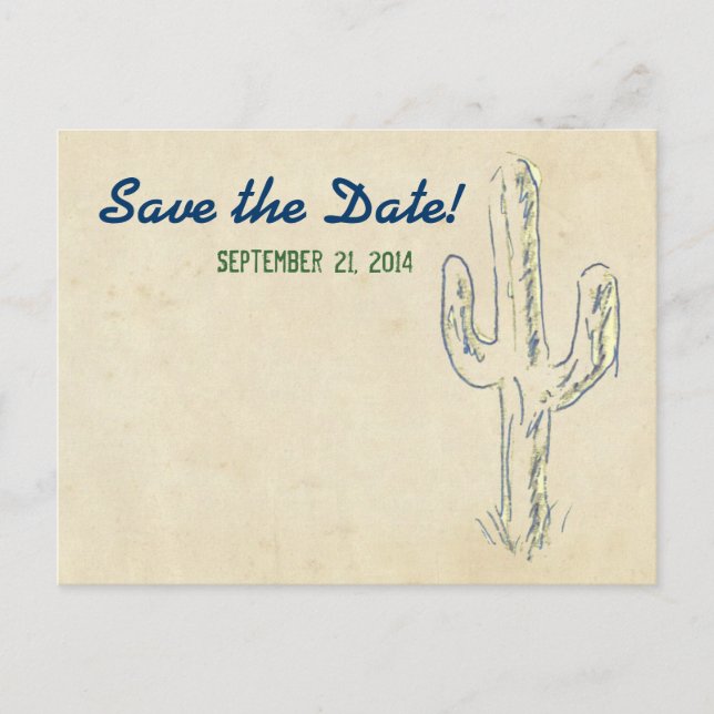 Old West Cactus Western Save the Date Ankündigungspostkarte (Vorderseite)