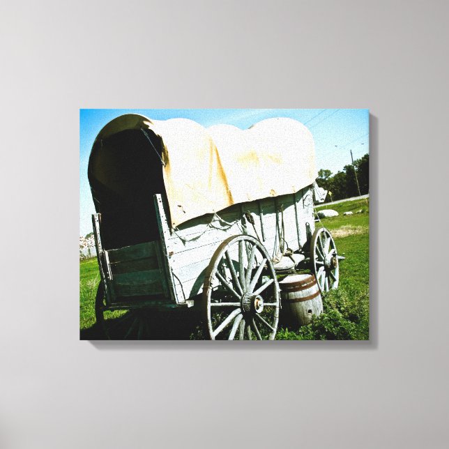 Old West Covered Wagon 02 Stretched Canvas Print Leinwanddruck (Vorderseite)