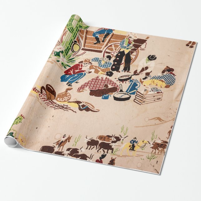 Old West Cowboy dachte Design Wrapping Paper Geschenkpapier (Ungerollt)