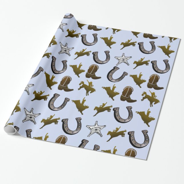 Old West Cowboy Rodeo Geschenkpapier (Ungerollt)