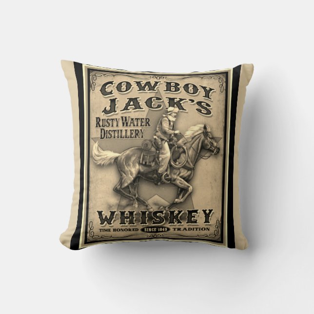 Old West Cowboy Whiskey Pillow Kissen (Vorderseite)