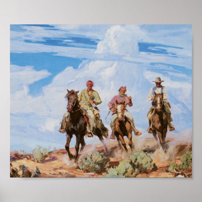 Old West Cowboys Vintag Art Print Poster (Vorne)