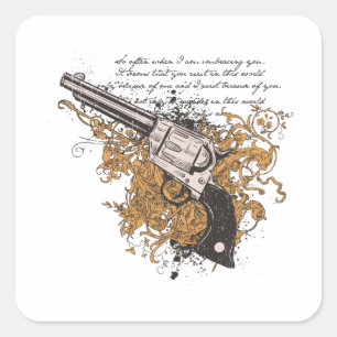 Old West Revolver Quadratischer Aufkleber