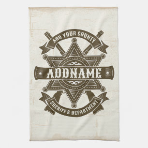 Old West Sheriff Stellvertretende Rifles Abzeichen Geschirrtuch