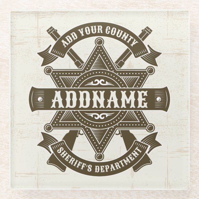 Old West Sheriff Stellvertretende Rifles Abzeichen Glasuntersetzer (Vorderseite)