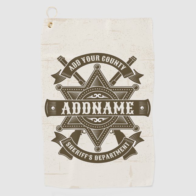 Old West Sheriff Stellvertretende Rifles Abzeichen Golfhandtuch (Vorderseite)