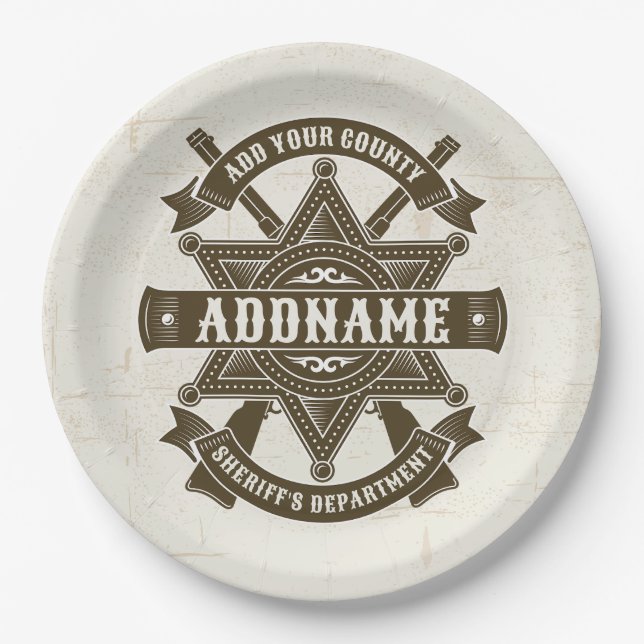 Old West Sheriff Stellvertretende Rifles Abzeichen Pappteller (Vorderseite)
