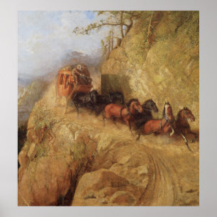 Old West Stage in Kalifornien Art Print Poster