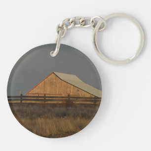 Old Western Barn and Fence Acrylic Keychain Schlüsselanhänger
