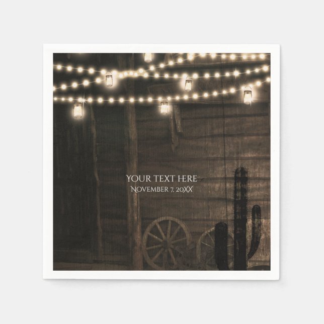 Old Western Saloon & Lights Rustikale Hochzeit Serviette (Vorderseite)