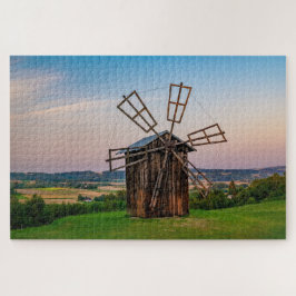 Old Windmill Hill Rural Windmill Farmland Landscha Puzzle