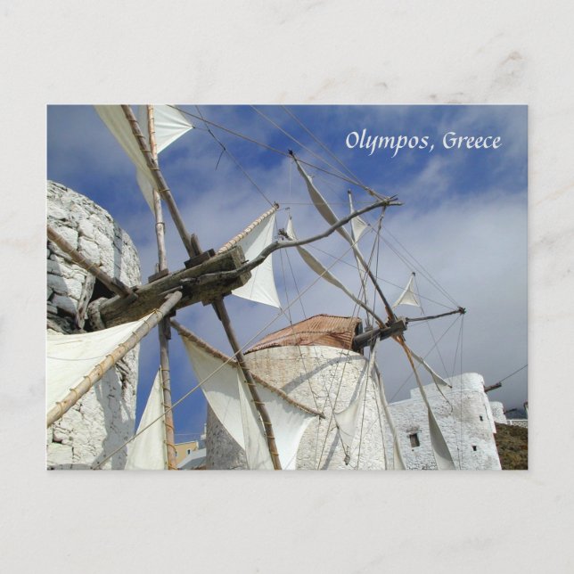 Old Windmills Olympos Karpathos, Griechenland mit  Postkarte (Vorderseite)
