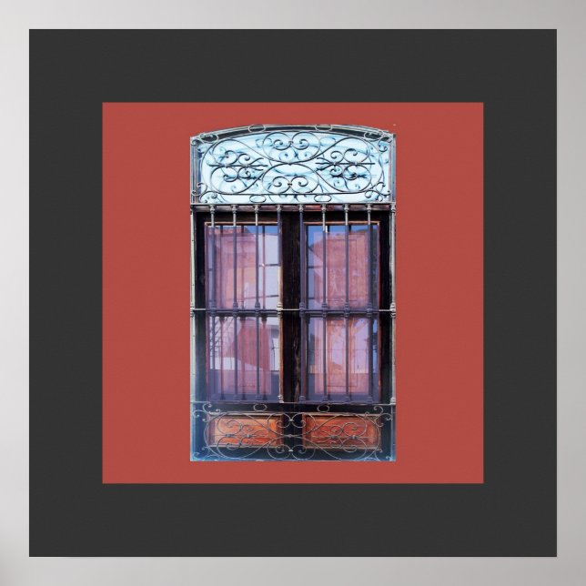 Old Window with Grate in Barranco Poster (Vorne)