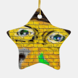 Old Wise Biker Face, Graffiti Art Keramik Ornament