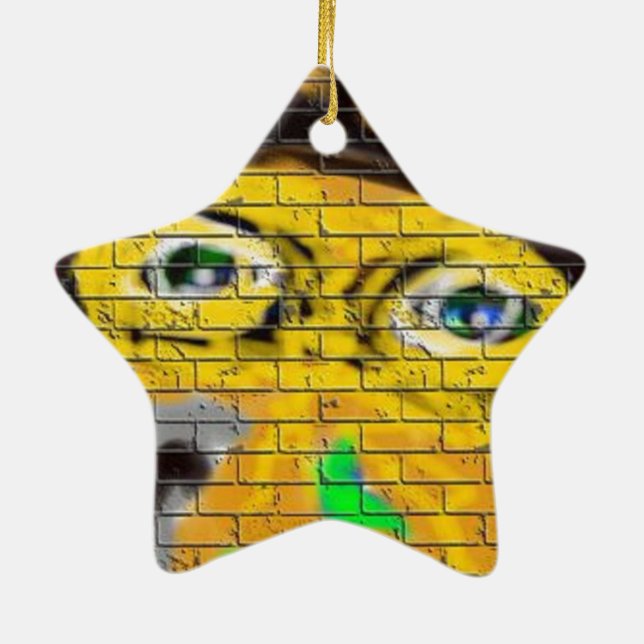 Old Wise Biker Face, Graffiti Art Keramik Ornament (Hinten)