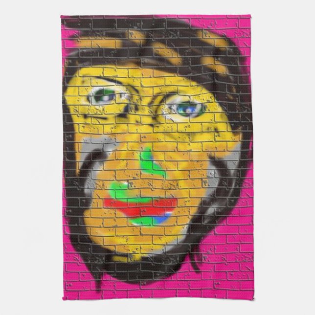 Old Wise Biker Face, Graffiti Art Küchentuch (Vertikal)