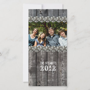 Old Wood and Rhinestones Photo Christmas Card Feiertagskarte
