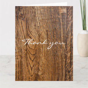 Old wood grain look thank you card dankeskarte