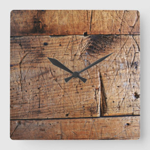 "Old Wood" Square Wall Clock Quadratische Wanduhr