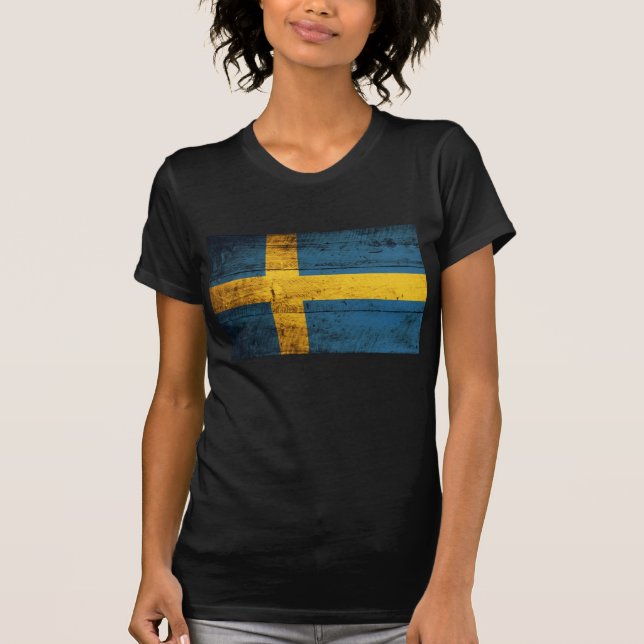 Old Wood Sweden Flag T-Shirt (Vorderseite)