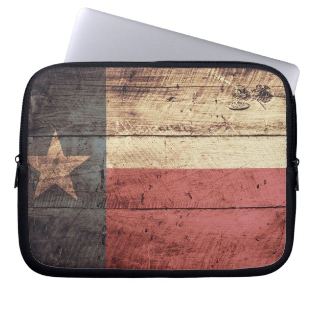 Old Wood Texas Flag Laptopschutzhülle (Vorderseite)