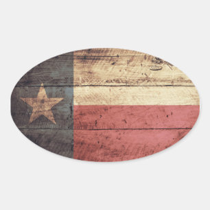 Old Wood Texas Flag Ovaler Aufkleber