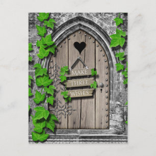 Old Wooden Magical Fantasy Fairy Wishing Door Postkarte