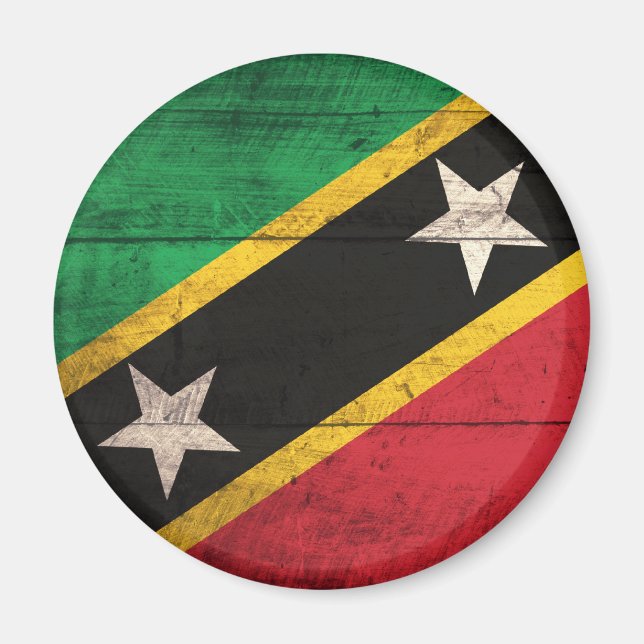 Old Wooden St. Kitts / Nevis Flag Magnet (Vorne)