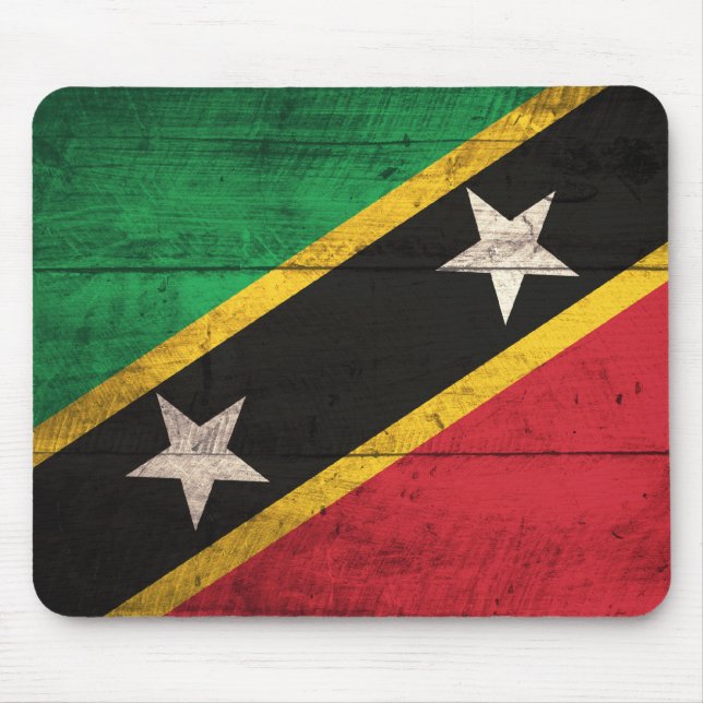 Old Wooden St. Kitts / Nevis Flag Mousepad (Vorne)