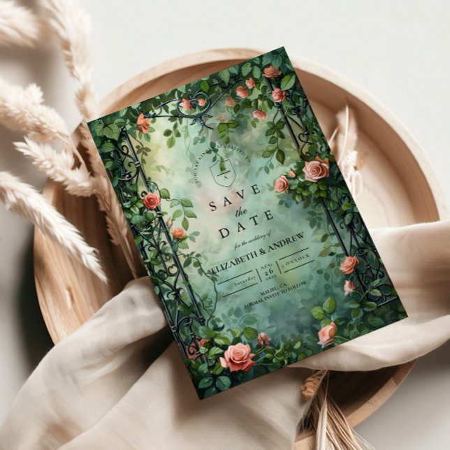 Old World Botanical Rose Garden Wedding Save The Date (Von Creator hochgeladen)
