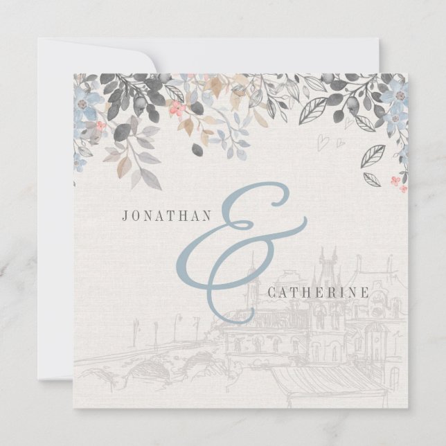 Old World Charm Bridal Dusche Einladung (Rückseite)