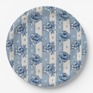 Old World Classic Blue Ivory Floral Papierteller