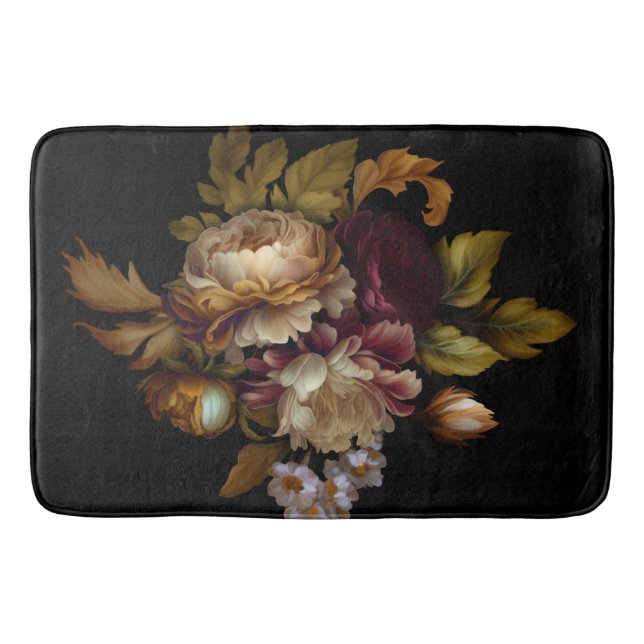 Old World Dark Floral Bouquet Badematte (Vorderseite)