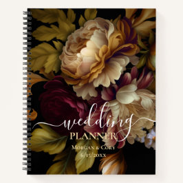 Old World Dark Floral Bouquet Hochzeitsplaner Notizbuch