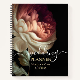 Old World Dark Pink Blume Hochzeitsplaner Notizbuch