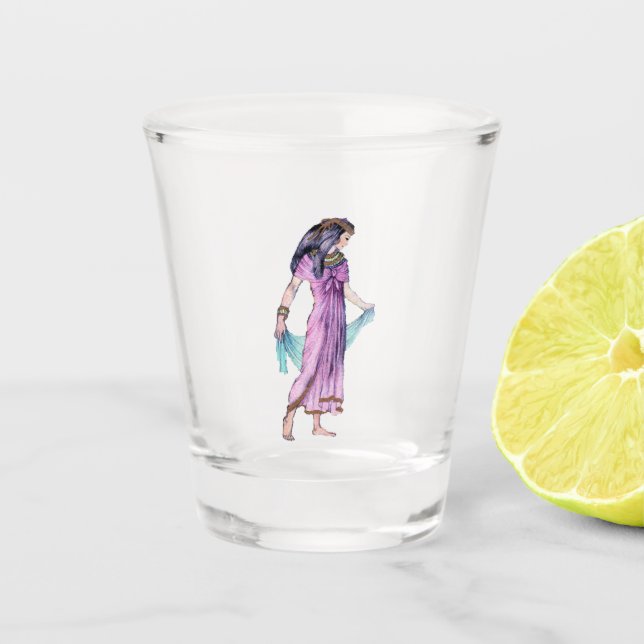 Old World Egypan Woman Gold Trimmed Dress Scarf Schnapsglas (Vorderseite)