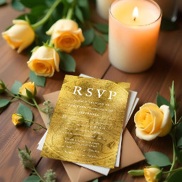 Old World Golden Charm Wedding RSVP Card Karte