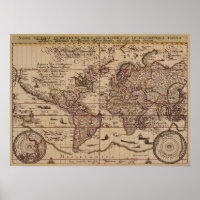 "Old World Map 16 Century Replik