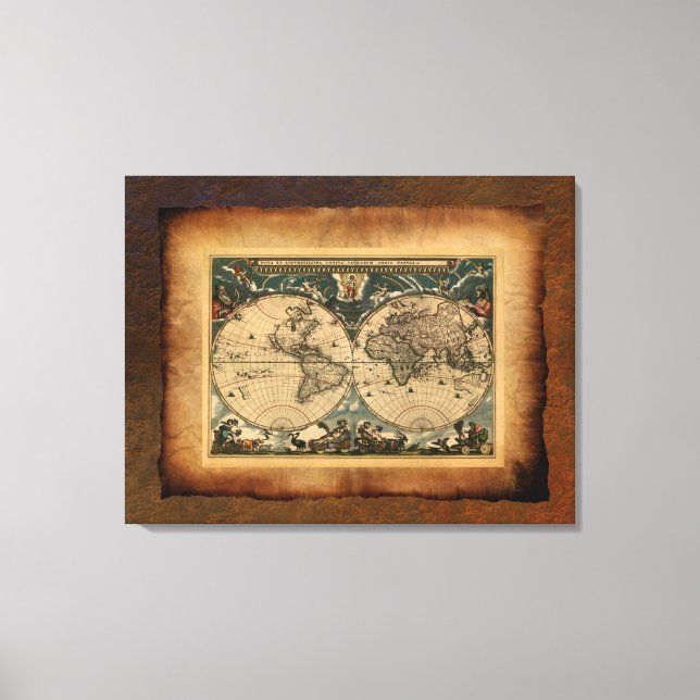 Old World Map Art Poster Leinwanddruck (Vorderseite)