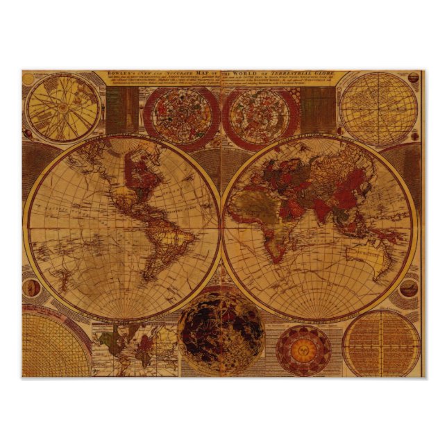 Old World Map Art Print Fotodruck (Vorne)