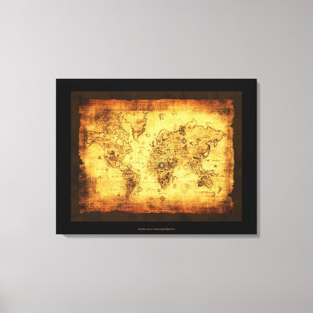 Old World Map Art Print Leinwanddruck (Vorderseite)